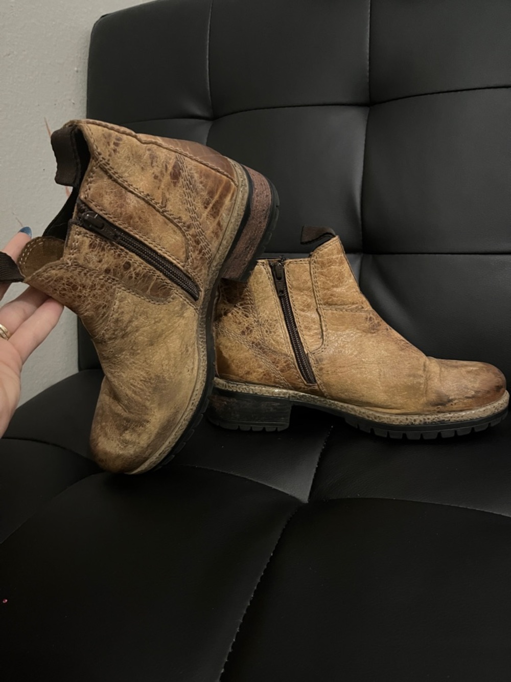 Diba True “Say So” Distressed Leather Chelsea Ankle Boots